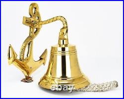 Handmade Antiqued Vintage Brass Ship Bell Solid Brass Polished Premium Nautical