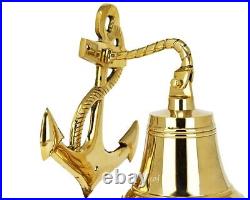 Handmade Antiqued Vintage Brass Ship Bell Solid Brass Polished Premium Nautical