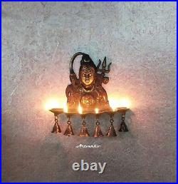 Handmade Brass Lord Shiva Diya with Bells Wall Hanging For Festive Decor 12 Inch