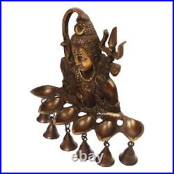 Handmade Brass Lord Shiva Diya with Bells Wall Hanging For Festive Decor 12 Inch