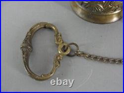 Heavy Solid Brass Monastery Church Brass Dinner Bell Wall Hanging Pull Chain Vtg