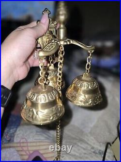 Heavy Vintage 1970 Hotel Motel Business Solid Brass Clerk 3-WAY Cluster Bells