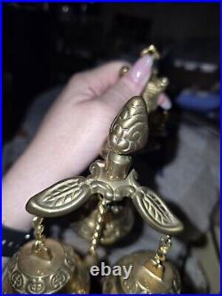 Heavy Vintage 1970 Hotel Motel Business Solid Brass Clerk 3-WAY Cluster Bells