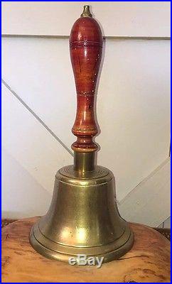 Huge Antique Brass/Bronze School Teacher Hand Bell Desk Vintage Town Crier 13