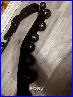 Huge Antique Brass Sleigh Bells 70 inch Leather Strap 25 Bells 1-13 size