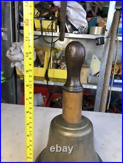 Huge Antique Bronze Teacher's Hand School Bell with Copper & Wood 4.75 LBs