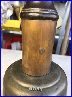 Huge Antique Bronze Teacher's Hand School Bell with Copper & Wood 4.75 LBs