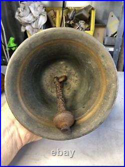 Huge Antique Bronze Teacher's Hand School Bell with Copper & Wood 4.75 LBs
