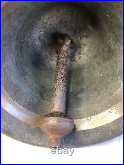 Huge Antique Bronze Teacher's Hand School Bell with Copper & Wood 4.75 LBs