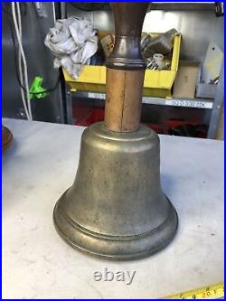 Huge Antique Bronze Teacher's Hand School Bell with Copper & Wood 4.75 LBs