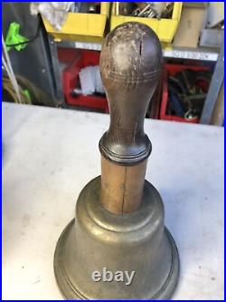 Huge Antique Bronze Teacher's Hand School Bell with Copper & Wood 4.75 LBs