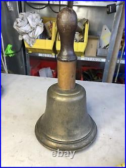 Huge Antique Bronze Teacher's Hand School Bell with Copper & Wood 4.75 LBs
