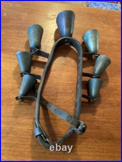 Incredible Antique Saanen Switzerland Brass Sleigh Almglocken With 7 Bells