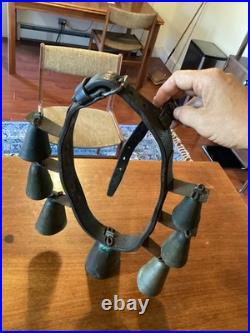 Incredible Antique Saanen Switzerland Brass Sleigh Almglocken With 7 Bells