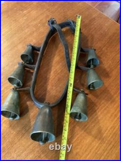 Incredible Antique Saanen Switzerland Brass Sleigh Almglocken With 7 Bells