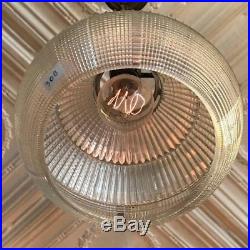 Industrial Open Bottom Holophane Glass Bell Shape Pendant Light
