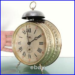 JUNGHANS Alarm Mantel Clock Antique RARE! 1910s XXXL LARGE BELL Germany RESTORED