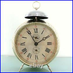 JUNGHANS Alarm Mantel Clock Antique RARE! 1910s XXXL LARGE BELL Germany RESTORED