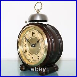 JUNGHANS Alarm Mantel Clock Antique XXL Wood 1920s BELL German RESTORED SERVICED