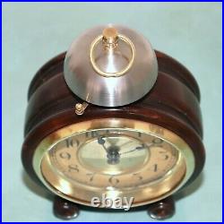 JUNGHANS Alarm Mantel Clock Antique XXL Wood 1920s BELL German RESTORED SERVICED