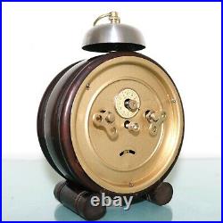 JUNGHANS Alarm Mantel Clock Antique XXL Wood 1920s BELL German RESTORED SERVICED