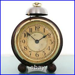 JUNGHANS Alarm Mantel Clock Antique XXL Wood 1920s BELL German RESTORED SERVICED