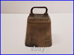 James Barwell 3 1/2'' Brass Cow Bell Success To Horse Teams Vintage Antique