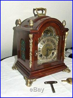 John Smith London 8 Day Bracket, Mantle Clock, Pendulum Movement, Moonphase, 2 Bells