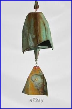LARGE Soleri Cosanti Vtg Mid Century Modern Bronze Green Wind Chime Bell 7 Tall