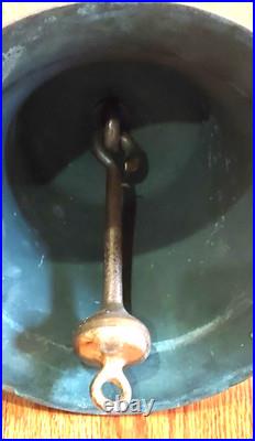 LARGE VINTAGE NAVY USN BRONZE SHIPS BELL withMOUNTING ARM & SERIAL # 10 Diam