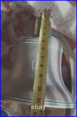 LARGE VINTAGE NAVY USN BRONZE SHIPS BELL withMOUNTING ARM & SERIAL # 10 Diam