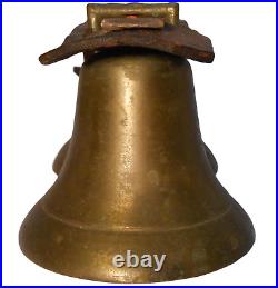 LATE 19TH-EARLY 20TH C AMERICAN ANTIQUE 4 TIER BRASS BELLS, WithLEATHER TOP STRAP