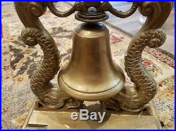 LG Vintage BRASS Double DOLPHIN Koi FISH Figural STATUE Old SHIP Submarine BELL