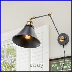 LNC Black Wall Lamp Adjustable Wall Sconces Plug-in Sconces Wall Lighting