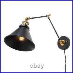 LNC Black Wall Lamp Adjustable Wall Sconces Plug-in Sconces Wall Lighting