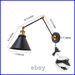 LNC Black Wall Lamp Adjustable Wall Sconces Plug-in Sconces Wall Lighting