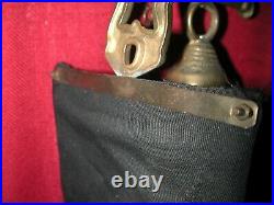 LOOK! Antique KRAAIJER hanging Bell on decorated banner great Ski Lodge item