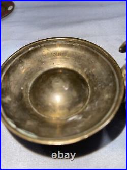 LOT OF Vintage Blue & Brass Enamel India Salt & Pepper Shaker With Tray