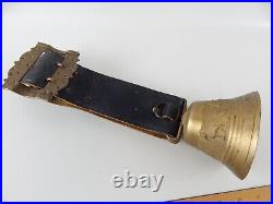 LOUD Vintage 4 Goat Cow Bell Solid Brass with Buckle & Leather Strap LOOK SEE