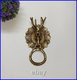 Lacquered Brass Barasingha Theme Door Bell Deer Head Home Door Knocker Dec AJ553