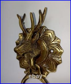 Lacquered Brass Barasingha Theme Door Bell Deer Head Home Door Knocker Dec AJ553