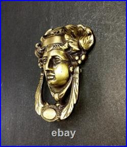 Lacquered Brass Princess Face Door Bell Queen Lady Bedroom Door Knocker GTX