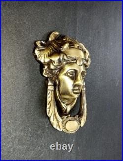 Lacquered Brass Princess Face Door Bell Queen Lady Bedroom Door Knocker GTX