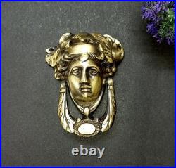 Lacquered Brass Princess Face Door Bell Queen Lady Bedroom Door Knocker GTX