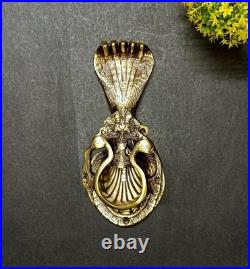 Lacquered Brass Yali with Snake Door Knocker Mythology Theme Door Bell AJ536