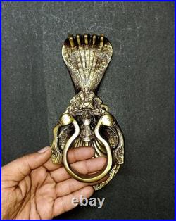 Lacquered Brass Yali with Snake Door Knocker Mythology Theme Door Bell AJ536