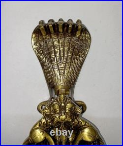 Lacquered Brass Yali with Snake Door Knocker Mythology Theme Door Bell AJ536