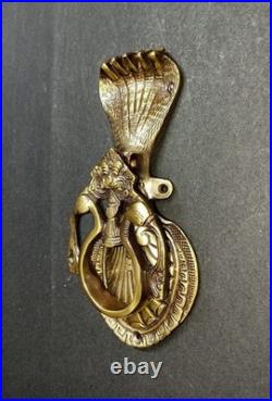 Lacquered Brass Yali with Snake Door Knocker Mythology Theme Door Bell AJ536