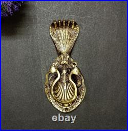 Lacquered Brass Yali with Snake Door Knocker Mythology Theme Door Bell AJ536