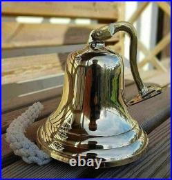 Large 11 Solid Brass Nautical Ship's Boat Bell Marine Maritime Wall Hang Bell